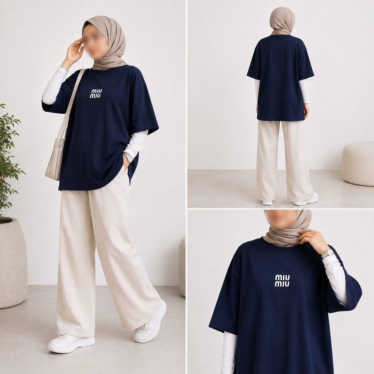 تیشرت زنانه نخی طرح miu miu